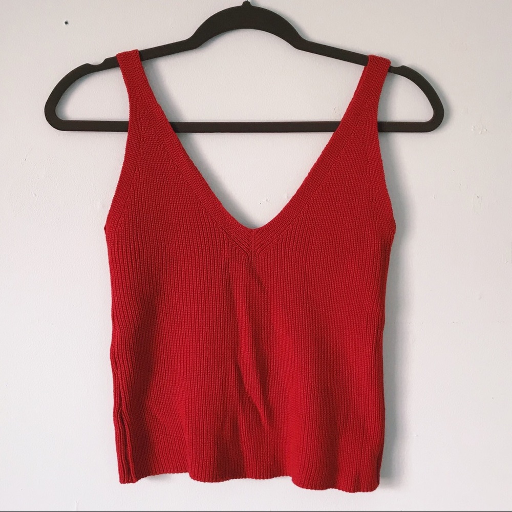 Brandy Melville Red Knit Tank Top